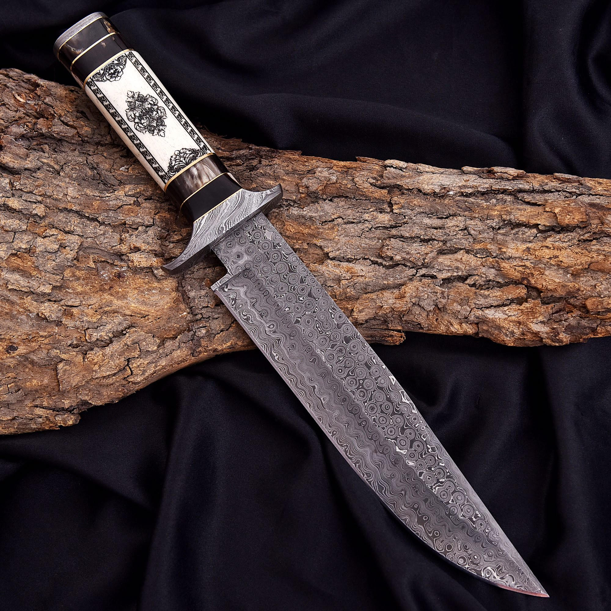 Unique Bowie knife with Laser Engraved Camel Bone handle - Image 5