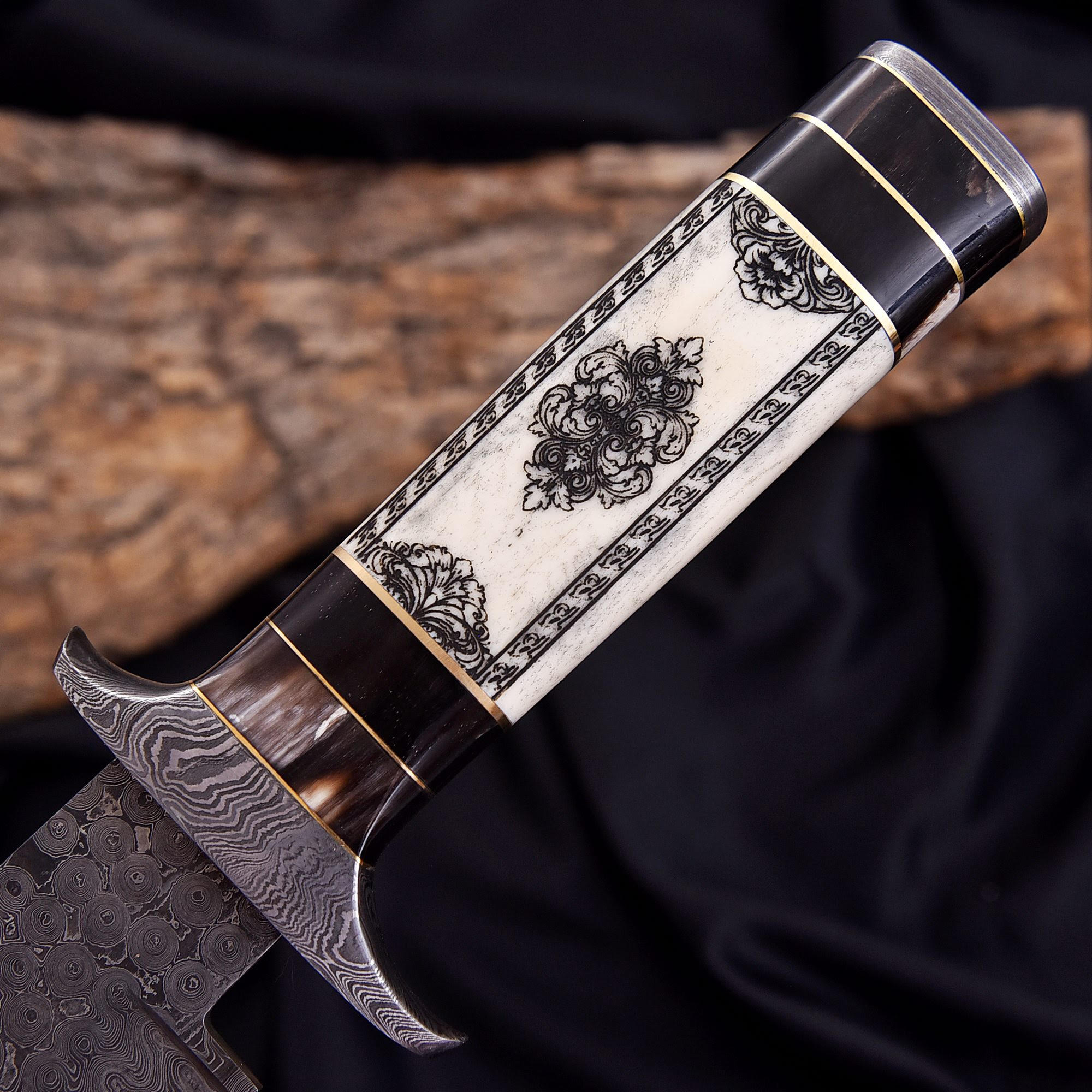 Unique Bowie knife with Laser Engraved Camel Bone handle - Image 2