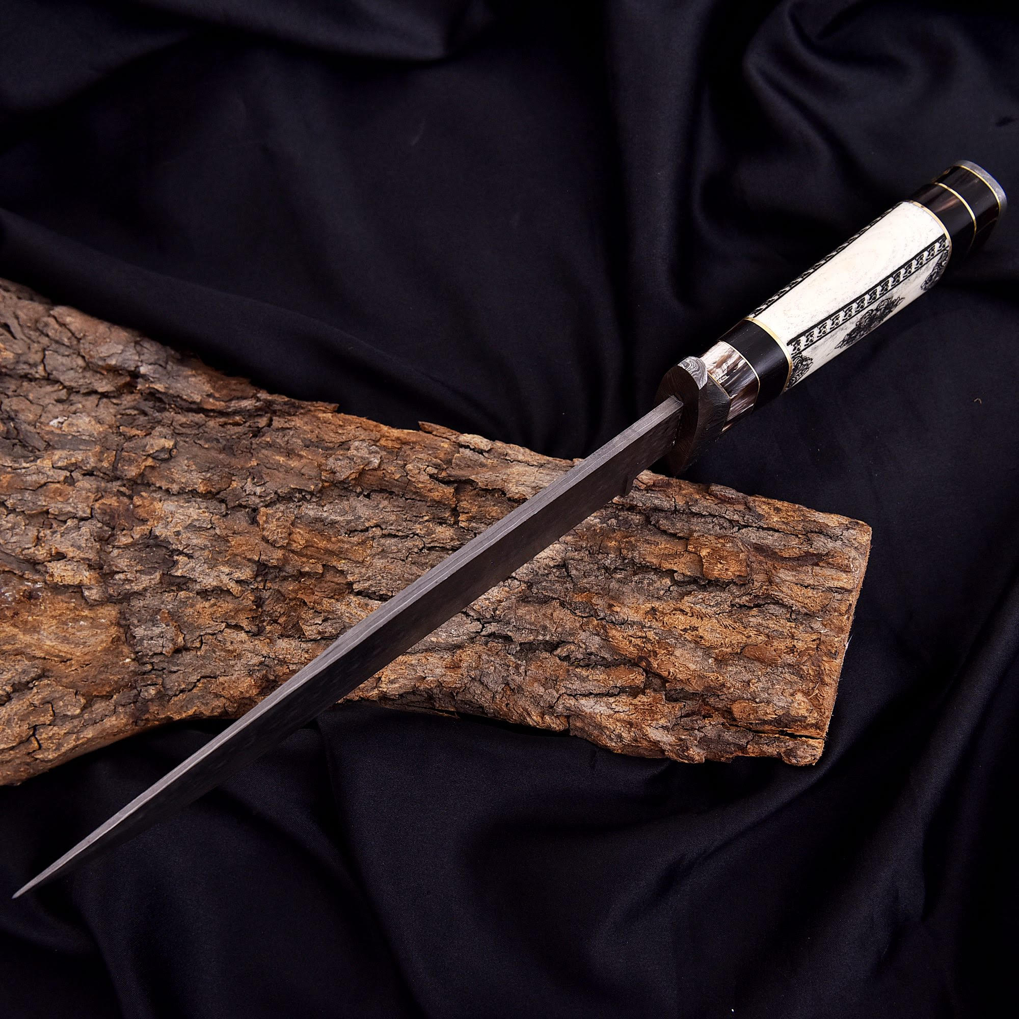 Unique Bowie knife with Laser Engraved Camel Bone handle - Image 3