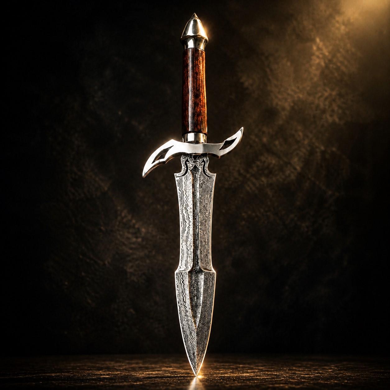 Hand Forged Damascus Steel Dagger with Rosewood Handle,18.5” Collector’s Knife