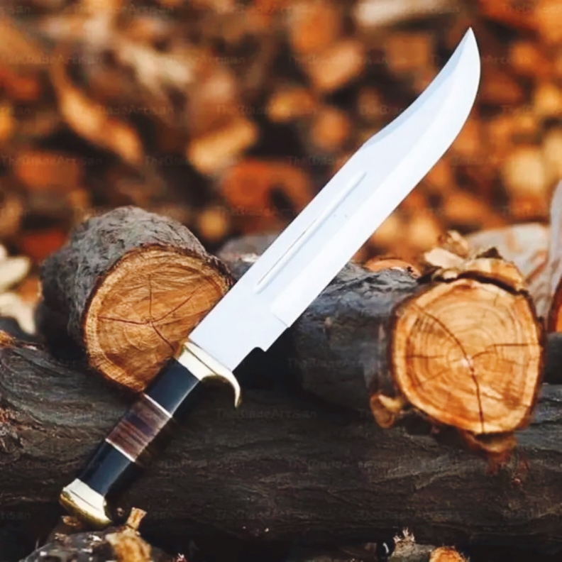 Handmade 18″ Bowie Knife, Fixed Blade survival Knife with Buffalo Horn Handle & Leather Sheath