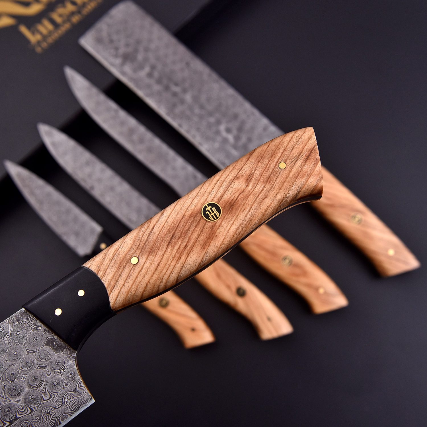 JS Hand Forged Damascus Steel Chef Set