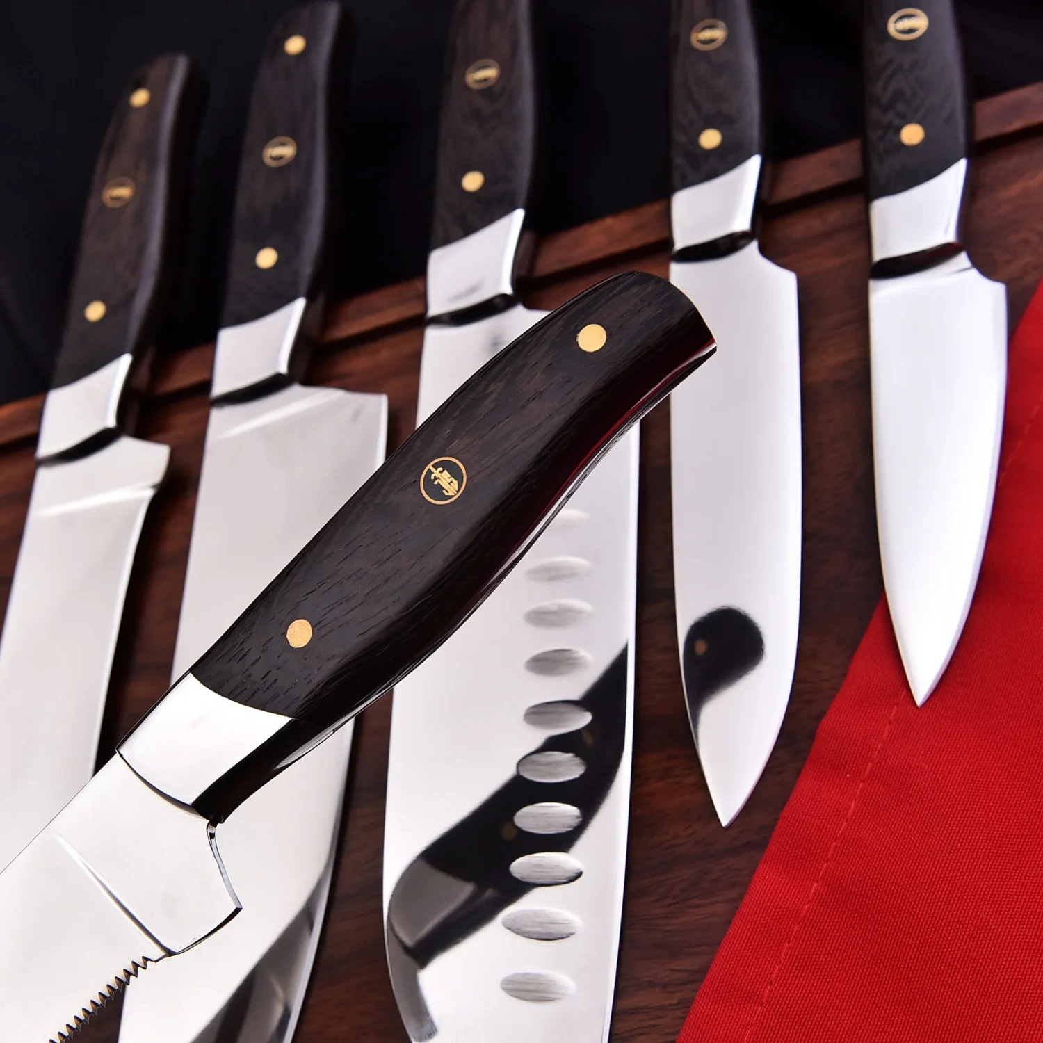Handmade Kitchen Knife Set with Leather Roll Bag, Professional Chef Knives, Cooking Gift Set