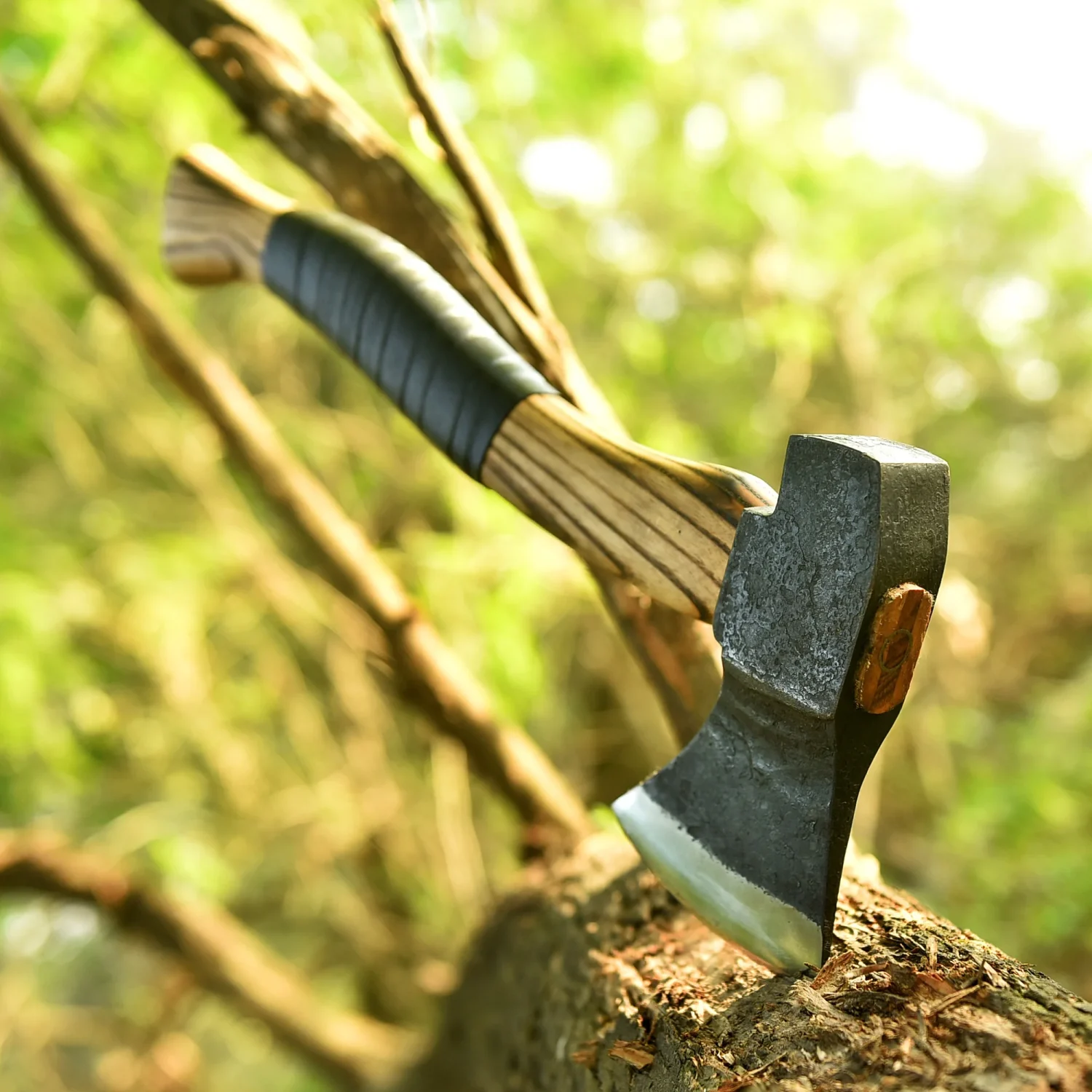 Forged Bushcraft Axe, Handmade Survival Hatchet, Ash Wood Handle