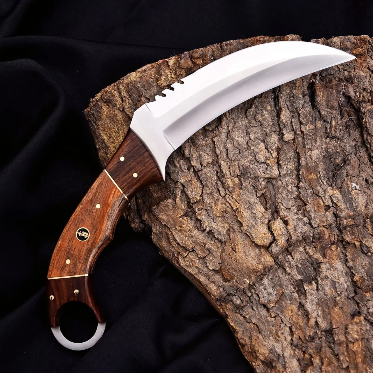 JS Handcrafted Karambit Knife, 440C Steel Blade, Rosewood Handle