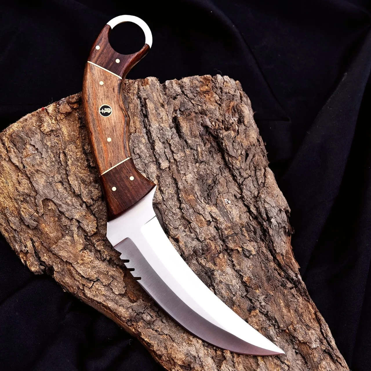 JS Handcrafted Karambit Knife, 440C Steel Blade, Rosewood Handle