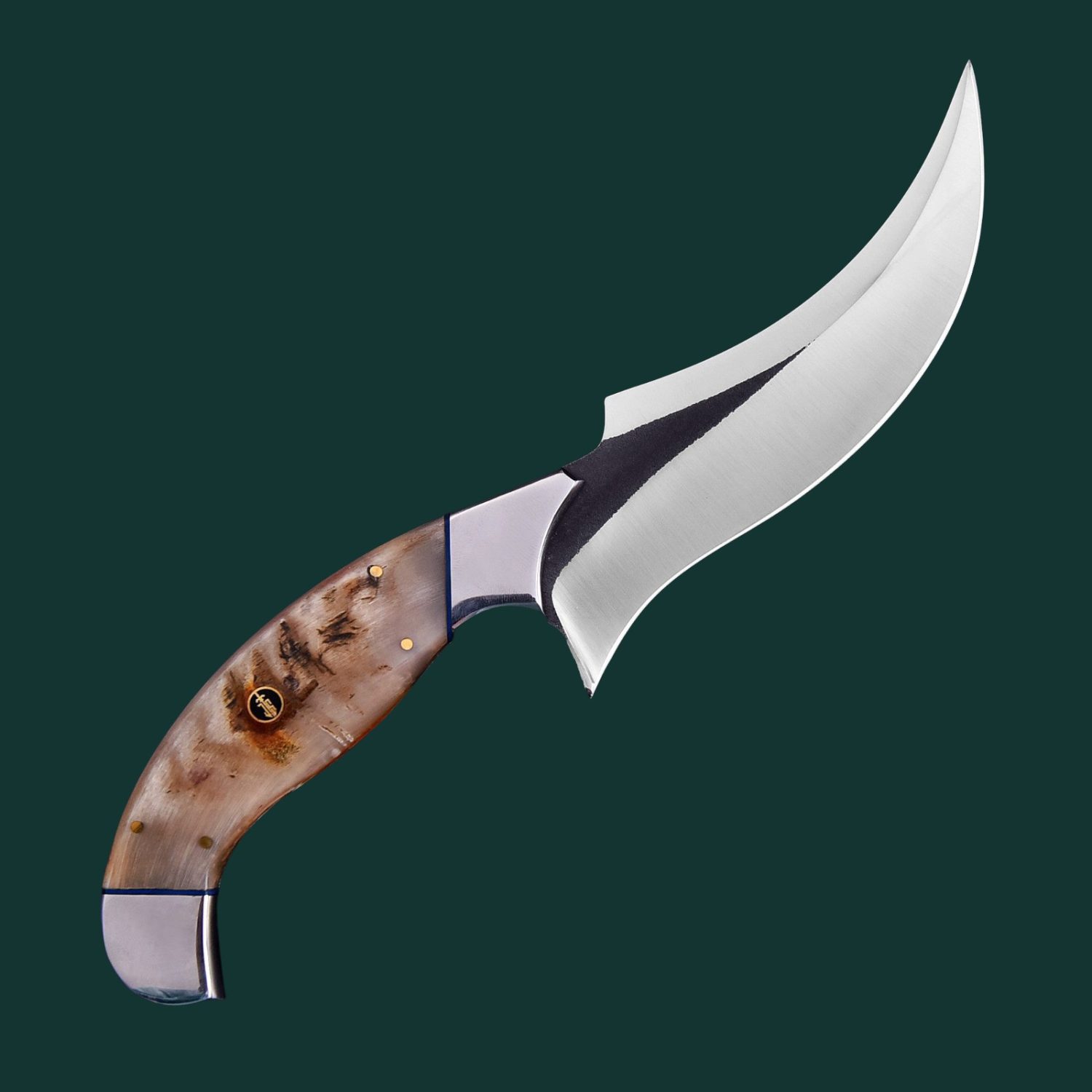 JS Handmade D2 Steel Hunting Knife, Ram Horn Handle