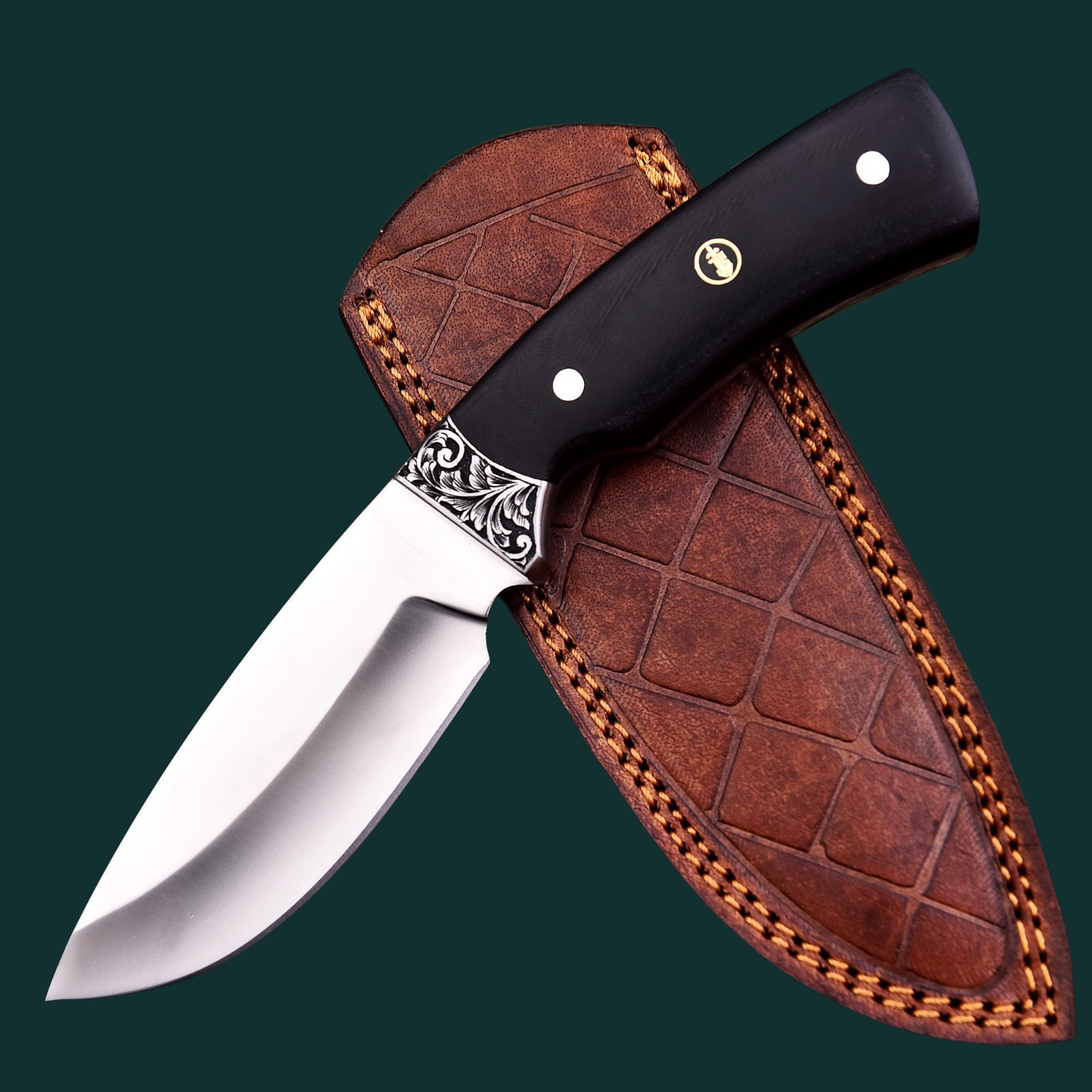 JS Handmade Hunting Knife, Fixed Blade, Micarta Handle - Image 2