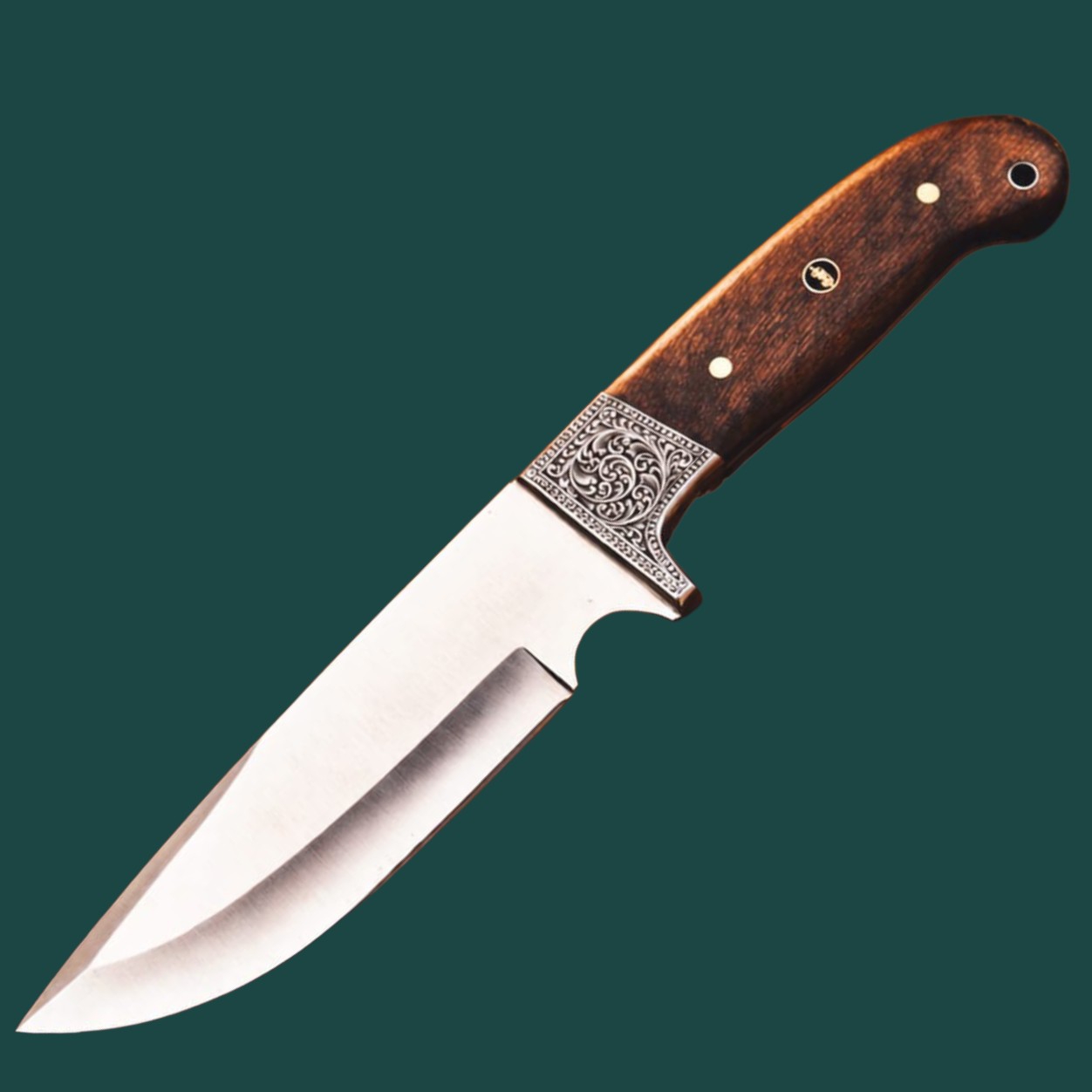 JS Handmade Hunting Knife, Fixed Blade, Walnut Handle