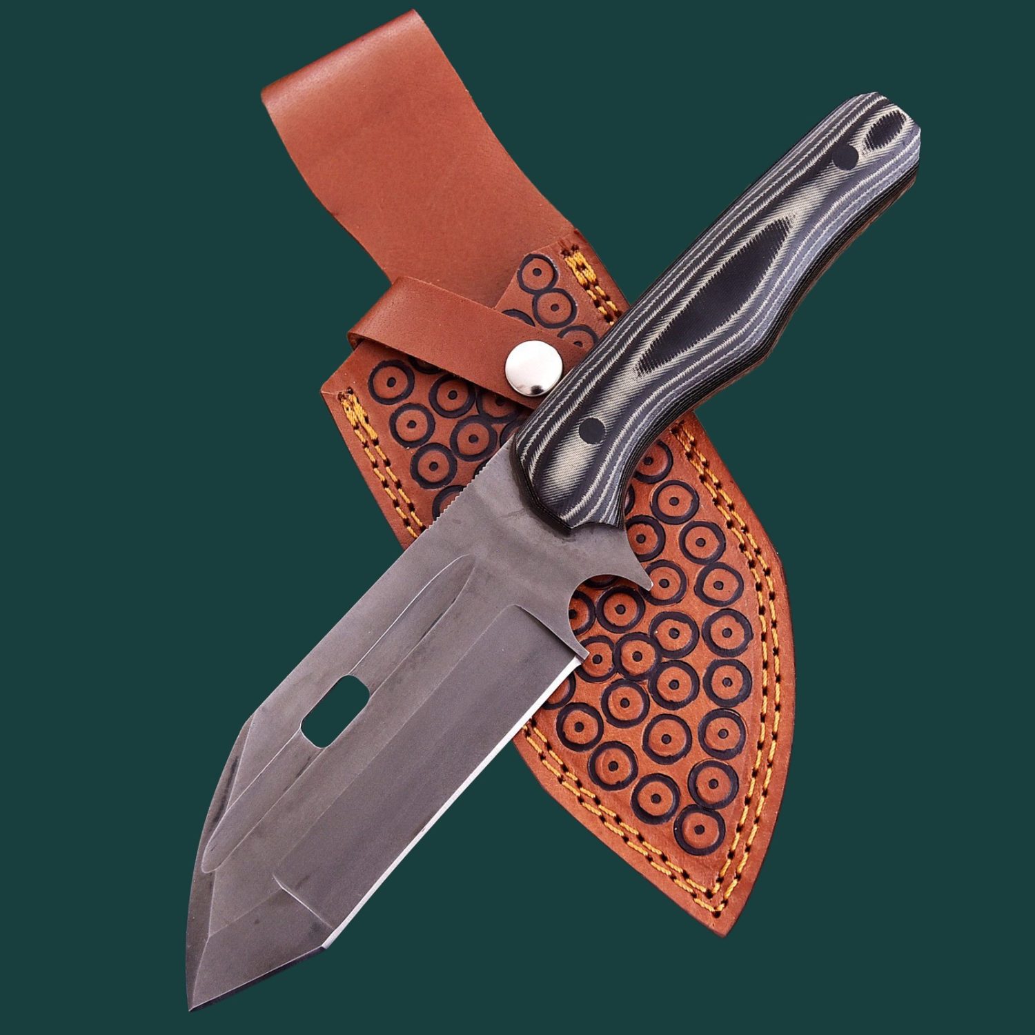 JS Handmade Survival Knife, Full Tang Hunting Knife, Micarta Handle