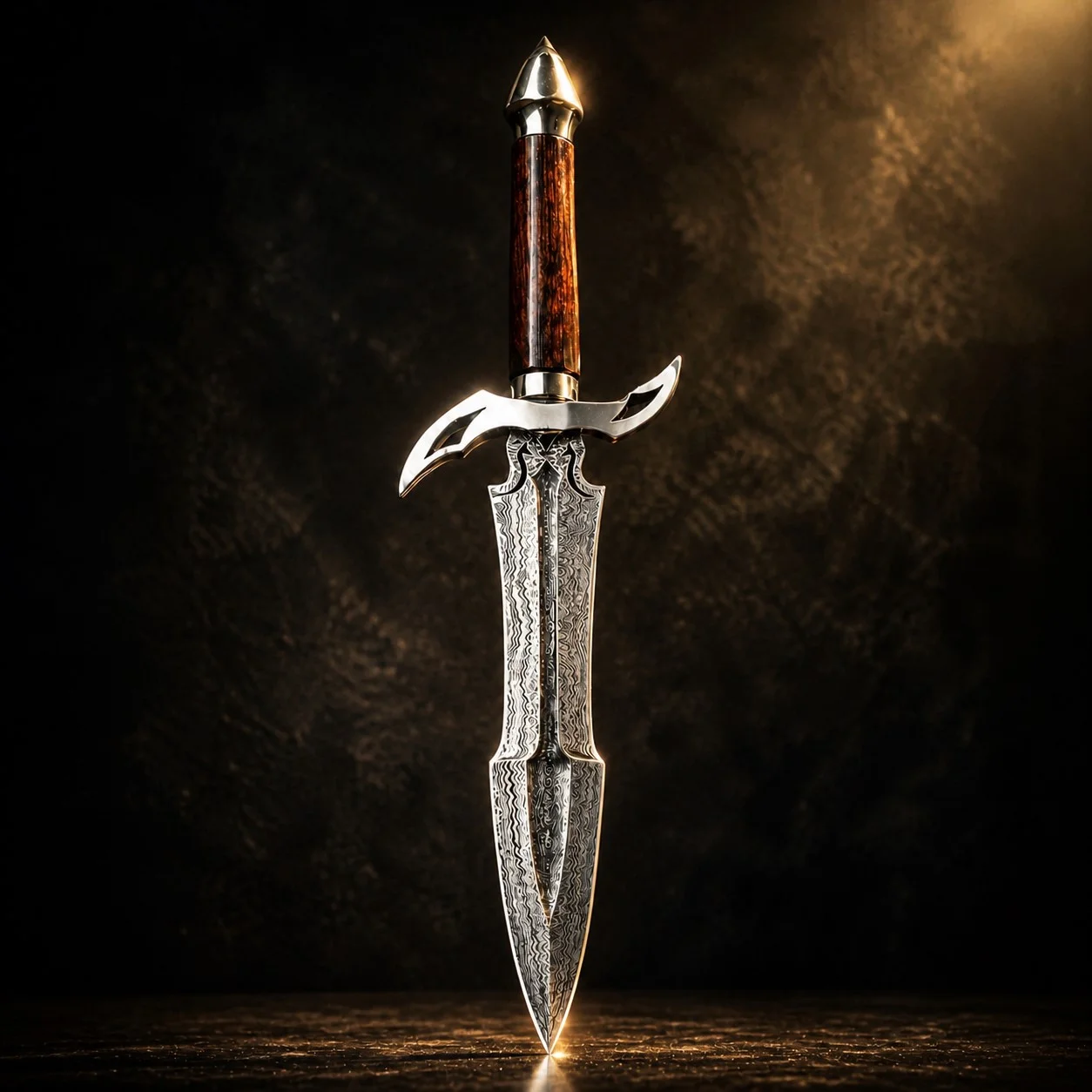 Hand forged Damascus Steel Dagger, Rosewood Handle, 18.5” Collector Dagger