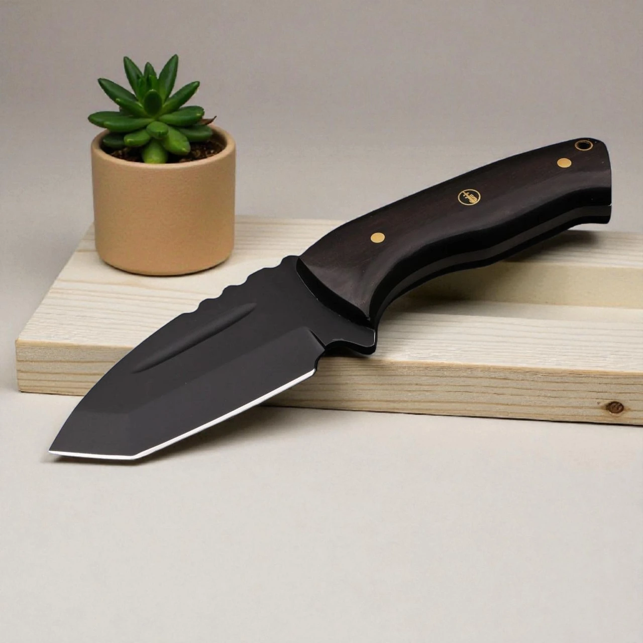 Handmade Hunting Knife, D2 steel, Full Tang Tang Survival Knife with Ebony Wood Handle