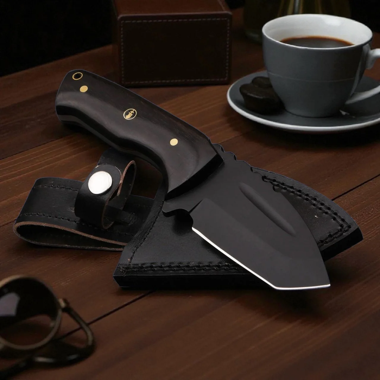 JS hunting, bushcraft knife with ebony handle-2
