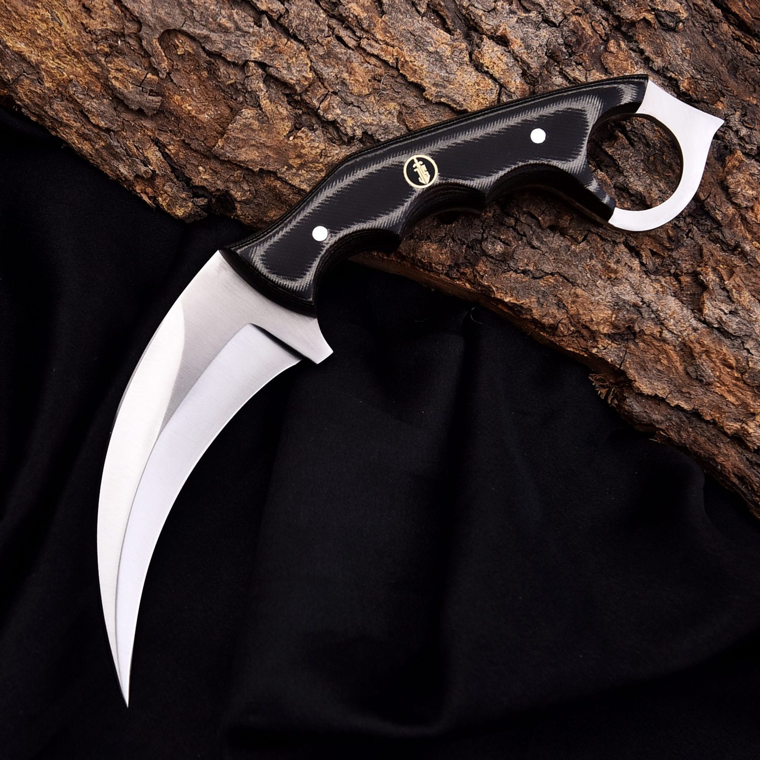 Handmade Karambit Knife, Full Tang, Micarta Handle with Leather Sheath