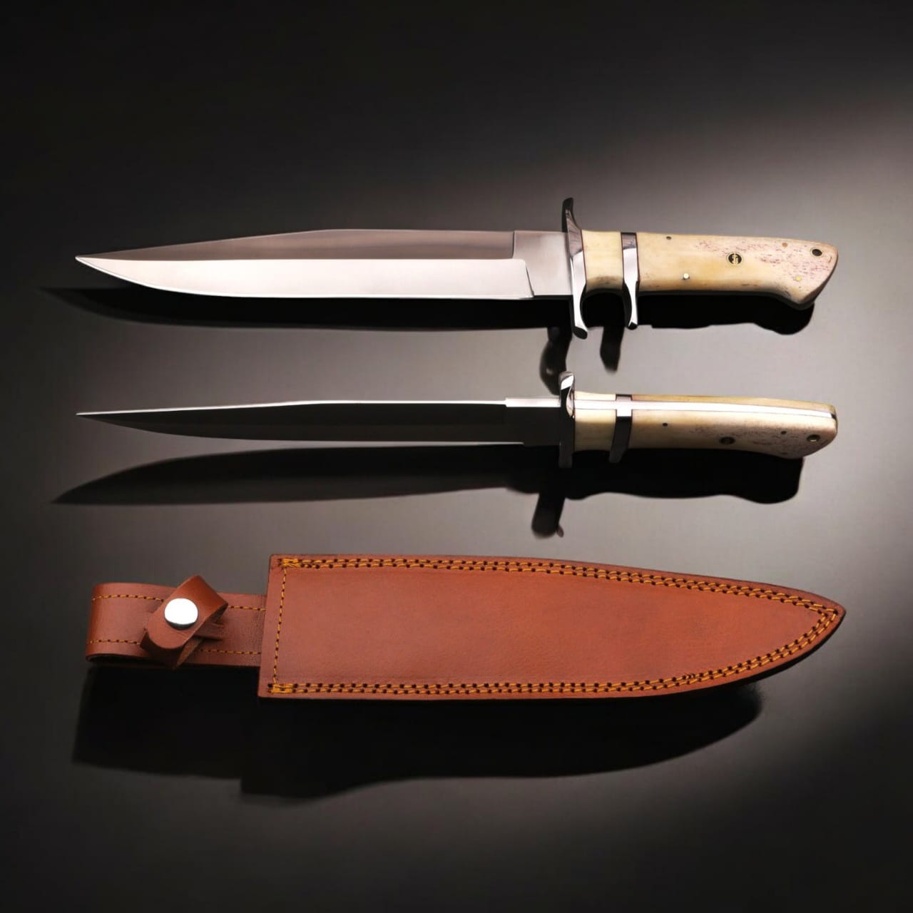 JS Bowie Knife with Camel Bone Handle