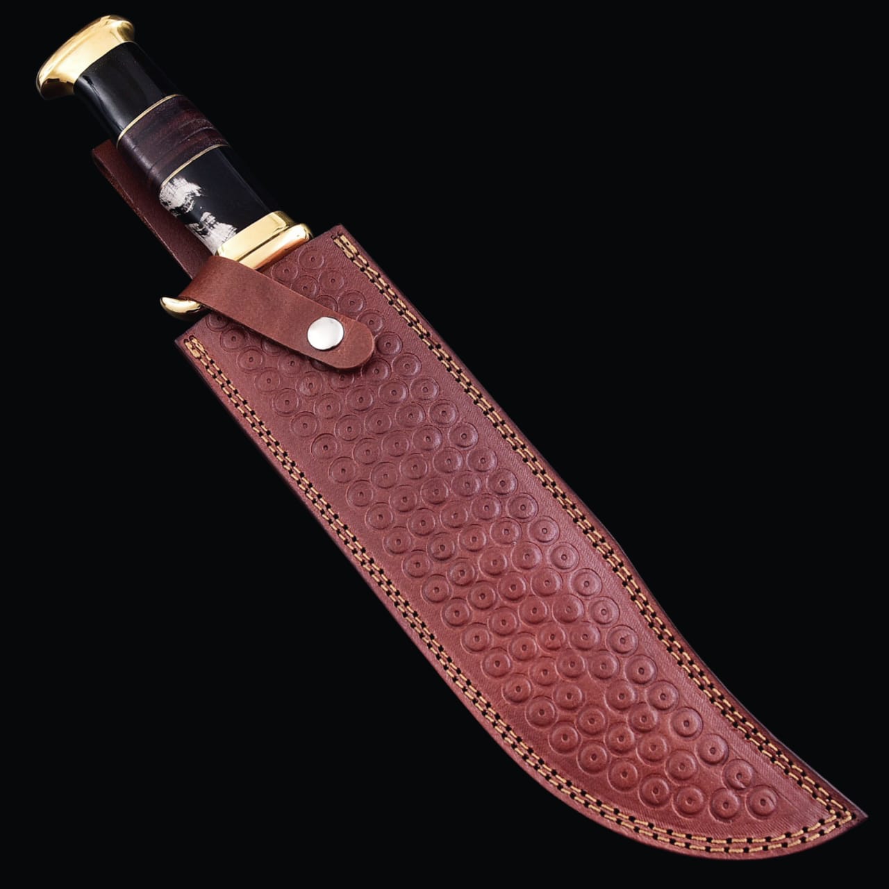 JS18″ Bowie Knife, Fixed Blade Hunting Knife, Buffalo Horn Handle