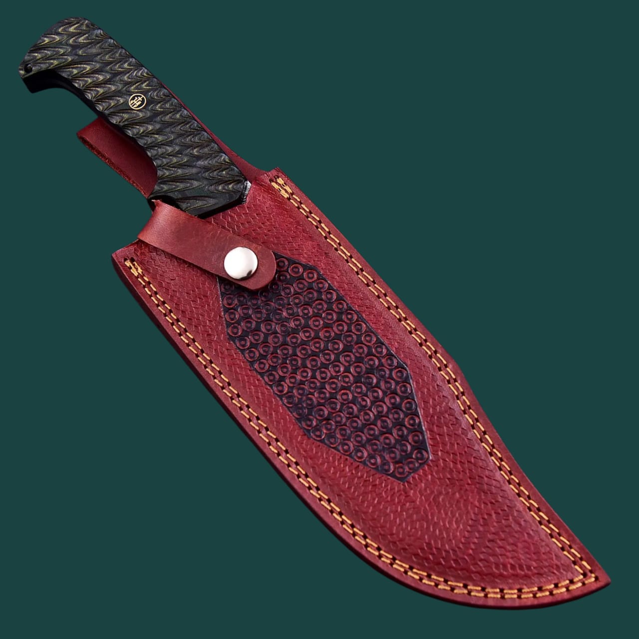 JS Bowie Knife, Full Tang, Damascus Steel Hunting Knife - Image 3