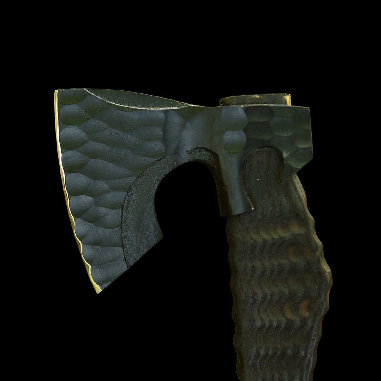 JS Camping Hatchet, Hammered Steel, Textured Black Ash Handle