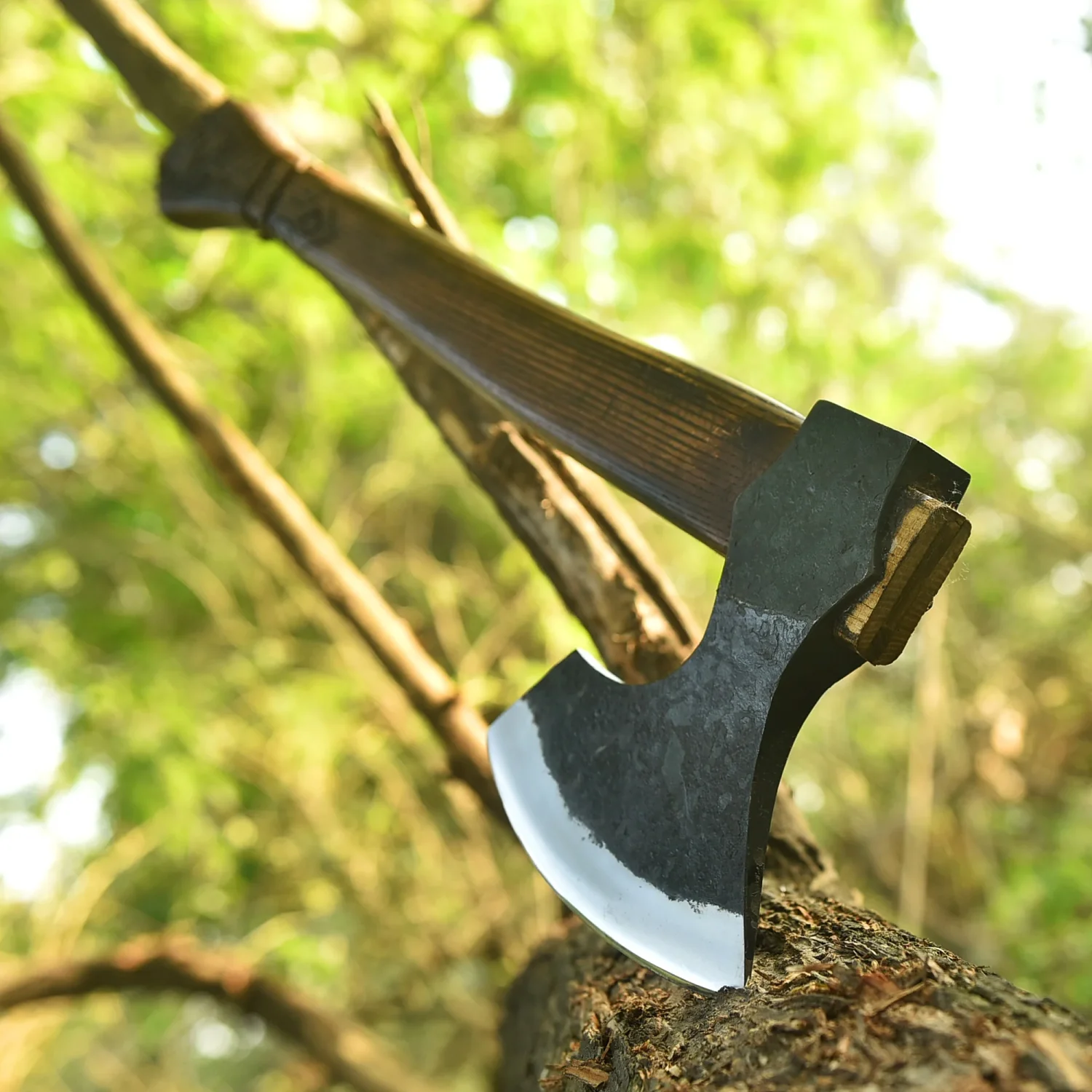 20″ Handmade Forged Bushcraft Hatchet, Bearded Camping Axe for Survival & Outdoor Chopping Tool