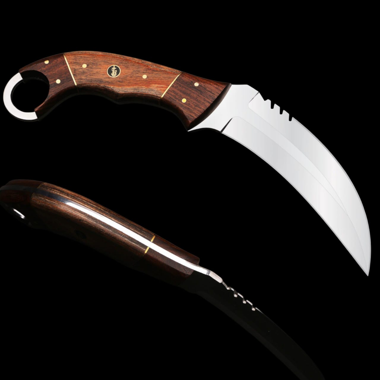 JS Handcrafted Karambit Knife: 440C Steel Blade, Rosewood Handle