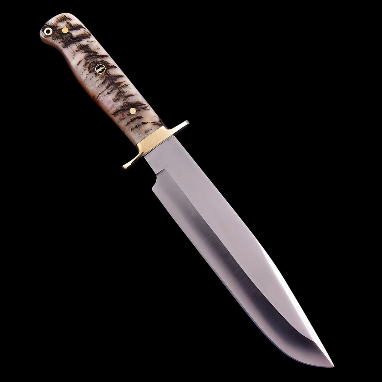 JS Bowie Hunting Knife with Ram Horn Handle