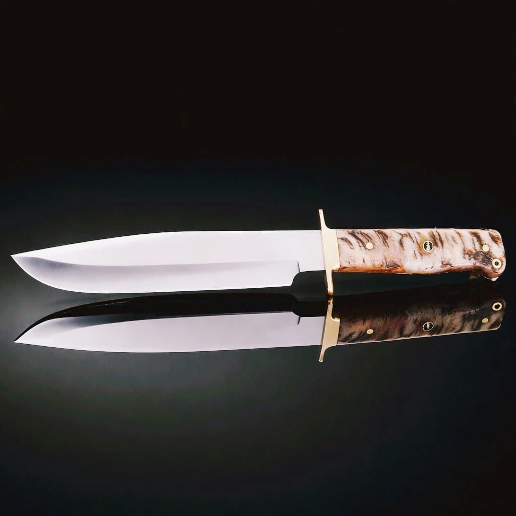 JS Bowie Hunting Knife with Ram Horn Handle