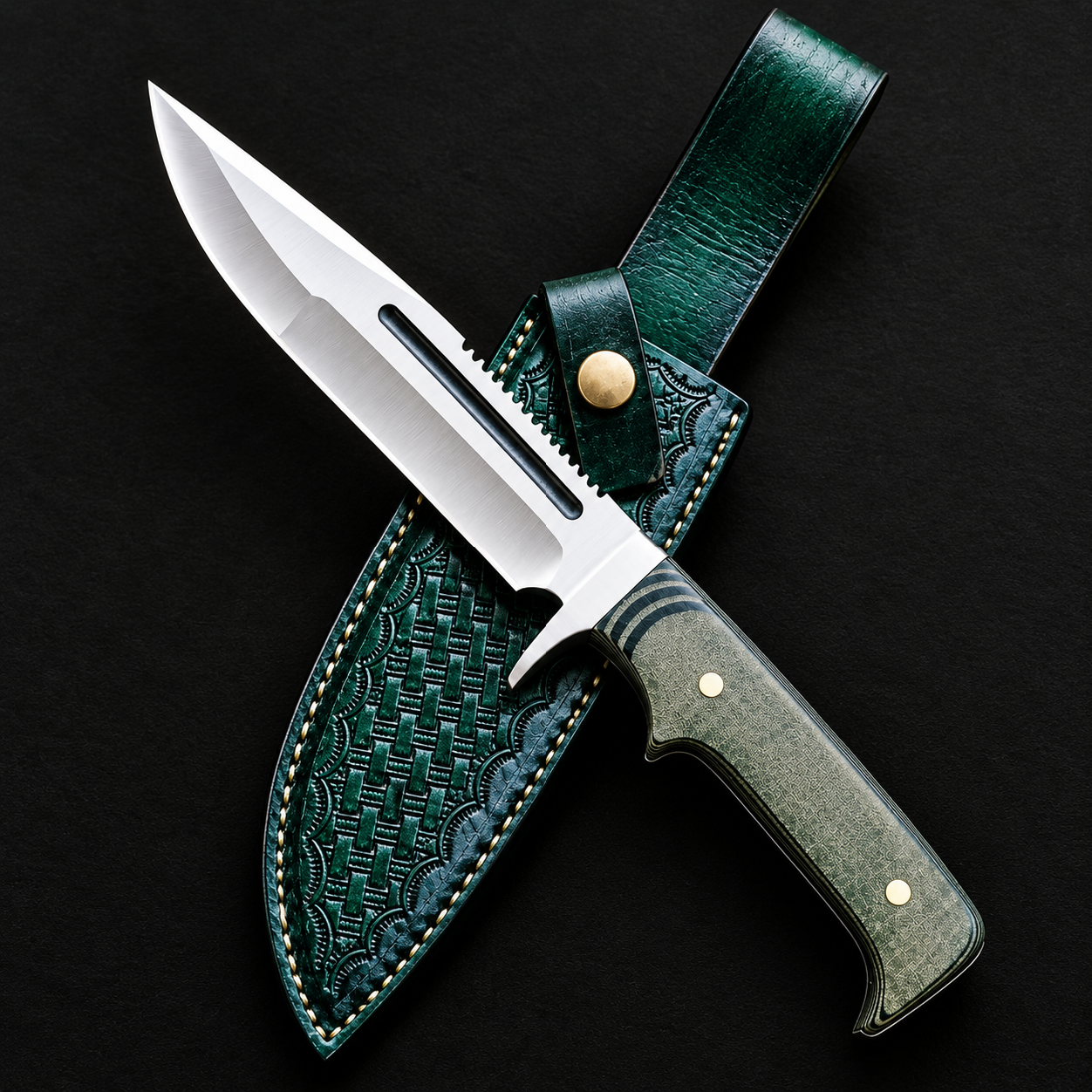 Custom Tactical Bowie Knife,Handmade Hunting Knife, Fixed Blade