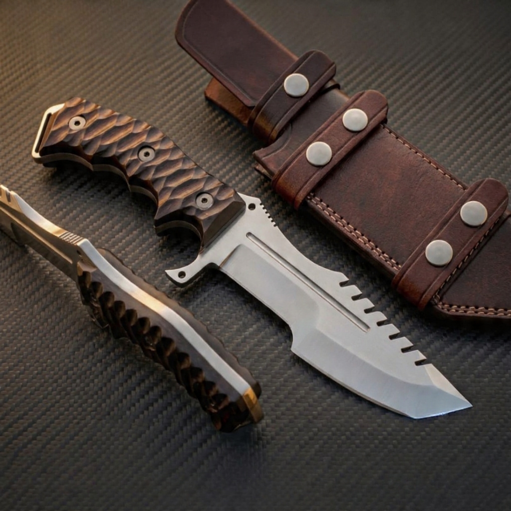Handmade tracker knife with rosewood handle