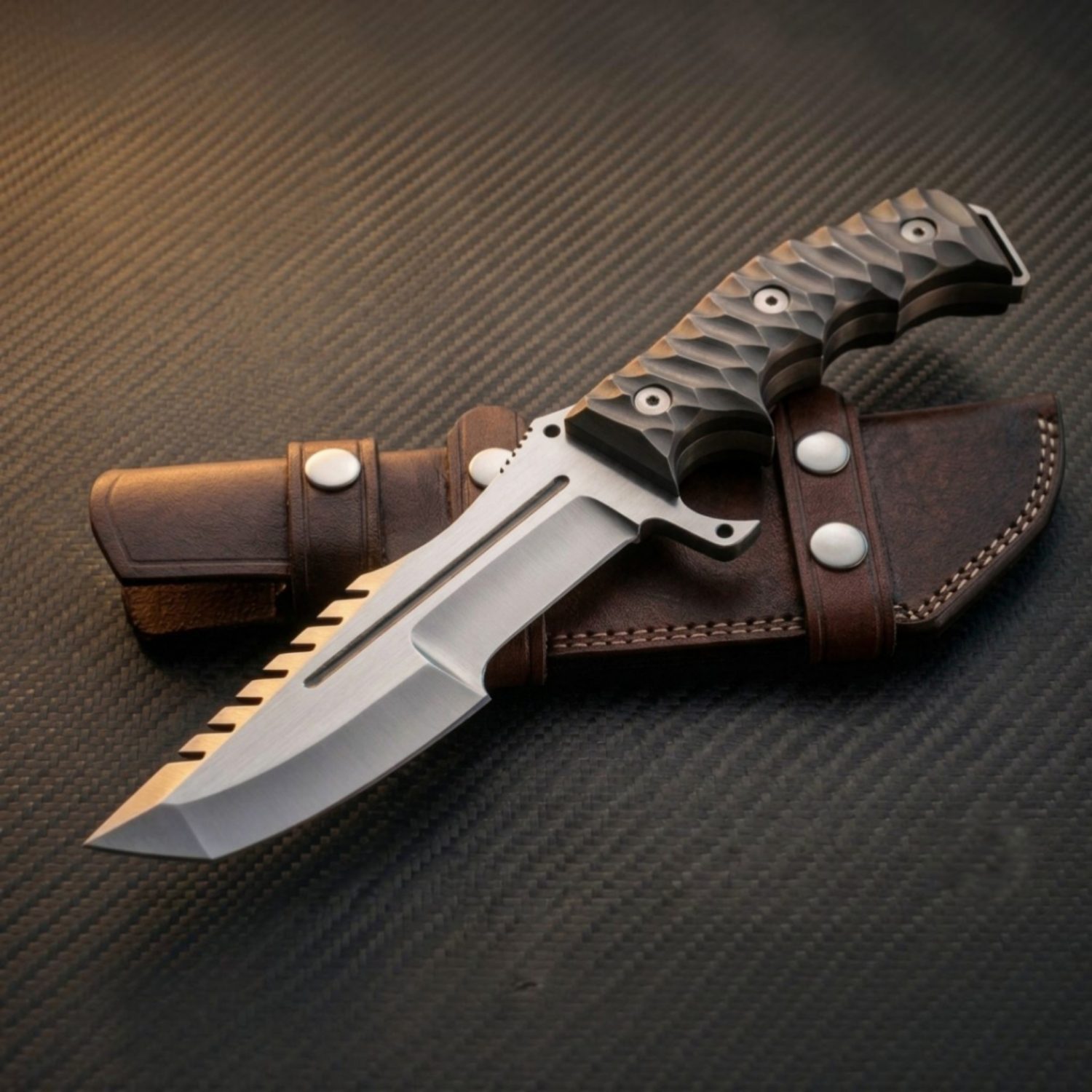 Custom Tracker Knife, Handmade Survival Knife with Rosewood Handle