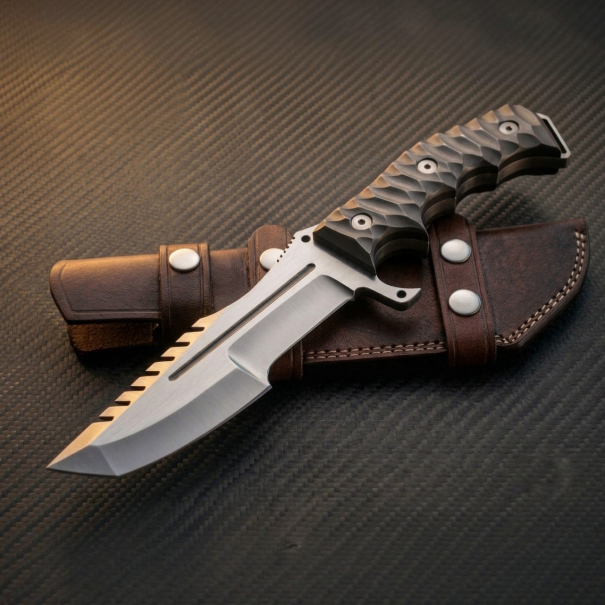 Custom Tracker Knife, Handmade Survival Knife with Rosewood Handle